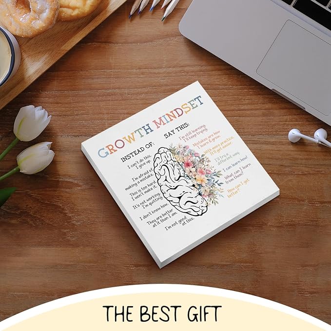 Mental Health Gifts Office Decor, Growth Mindset Therapist Office Motivational Desk Sign, Counseling Office Must Haves, Positive Affirmations Decorative Accessories Inspirational Tabletop Decor, psychologist gifts, 5x5 Inch