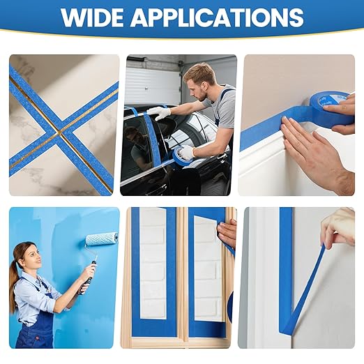 Blue Painters Tape, 20 Rolls Paint Tape 1 Inch Wide (0.98 in. x 55 Yds) Blue Masking Tape Protects Surfaces, Painter's Tape for Indoor and Outdoor Use, Easy Removal (20PCS)