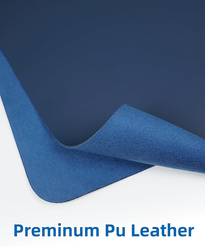 Leather Desk Pad Blotter,Mouse Pad,Office Desk Mat, Non-Slip PU Leather Desk mat,Large Desk mat,Waterproof Keyboard mat for Office/Home/Decor (Midnight Blue,35" x 17")