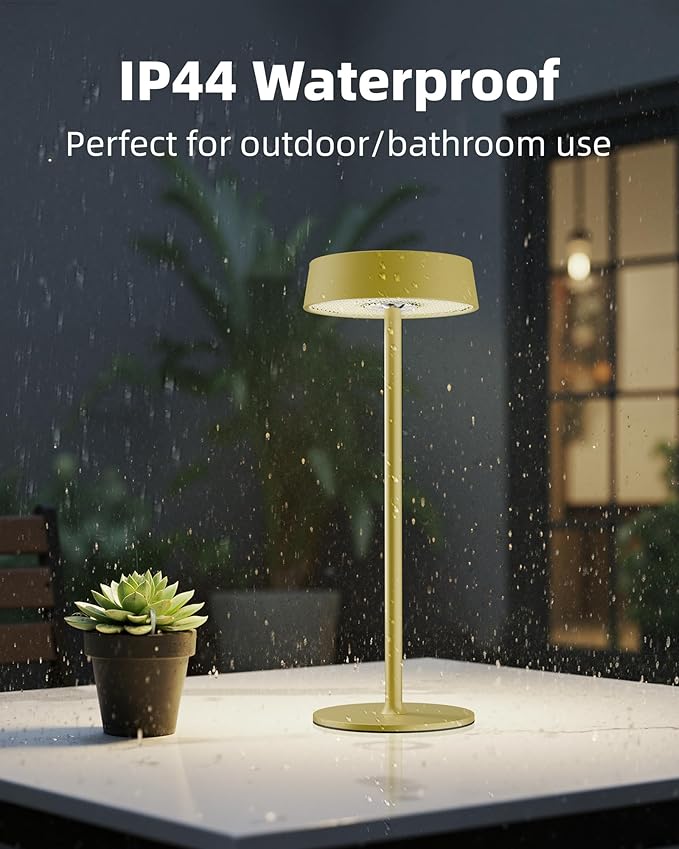 Cordless Lamp, Outdoor Waterproof, Dimmable Touch Control 3 Color Temperature, Battery Operated Portable, RGB, LED Memory Function, Rechargeable Table Lmap, Desk Lamp, Patio Dinning Restaurant Kitchen