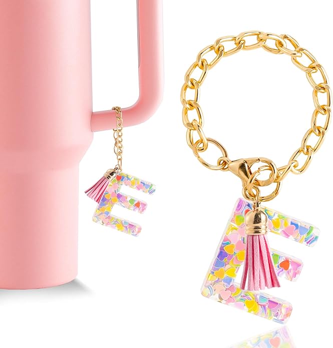 Letter Charm Accessories for Stanley Cup 1 PCS Cute Initial Keychain Handle Charm for Stanley Tumbler for Women