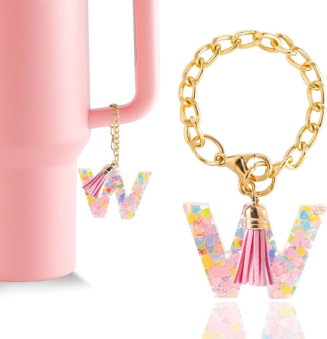 Letter Charm Accessories for Stanley Cup 1 PCS Cute Initial Keychain Handle Charm for Stanley Tumbler for Women