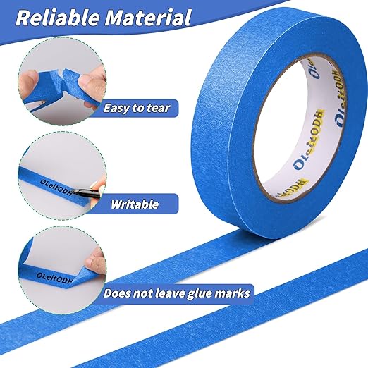 Painters Masking Tape No Residue Wall Painting Tape Artist Tape Trim Edge Finishing Tape (Blue, 1" x 55 Yards-42roll)