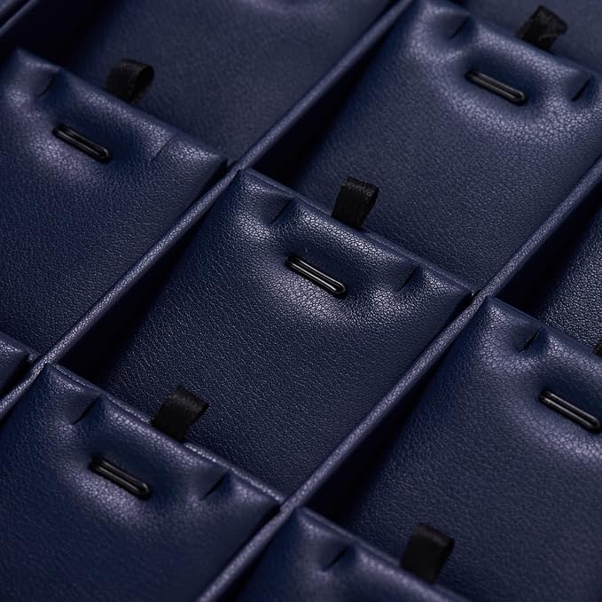 Oirlv Stackable 24 Gird Necklace Organizer Tray with Removable Jewelry Cards Necklace Pendant Jewelry Drawer Organizer