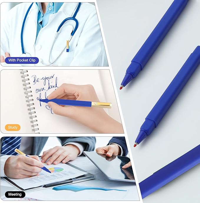 36 Pack Gel Pens Blue 0.5mm Medium Point Blue Gel Ink Pens with Cap Quick Drying Ballpoint Pen Smooth Writing Fine Point Pen for Journaling School Office Supplies