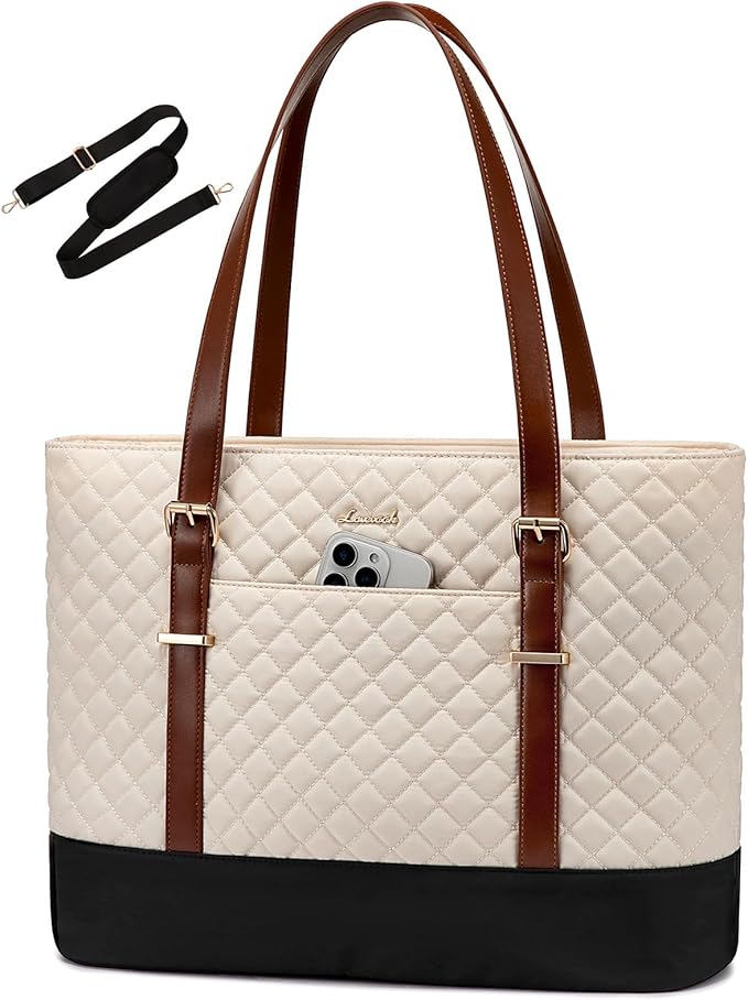LOVEVOOK Laptop Bag for Women, 15.6 Inch Work Tote Computer Bag With Large Cup Holder, Lightweight Large Laptop Briefcase for Travel, Bussiness, Teacher