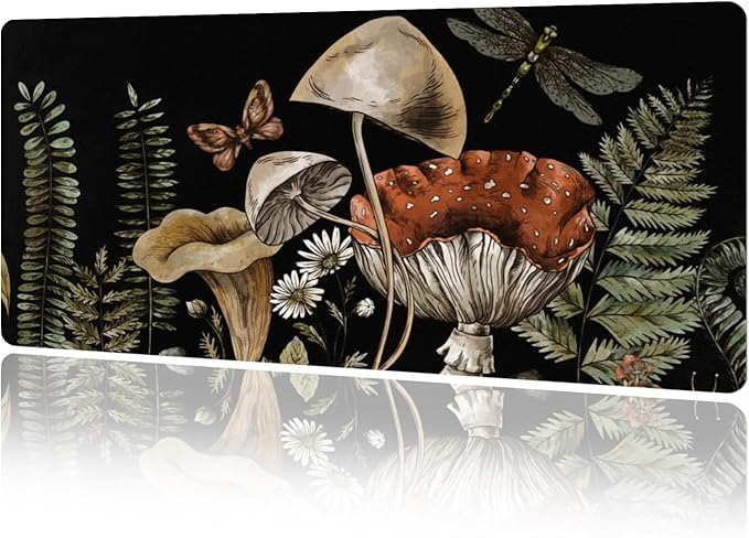 MAYCARI Cute Desk Mat Cartoon Desk Pad Mouse Pad Kawaii Large Mushroom Gaming Mousepad XXL Laptop Keyboard Desktop Writing Pad for Girls Students 31.5"X15.7"