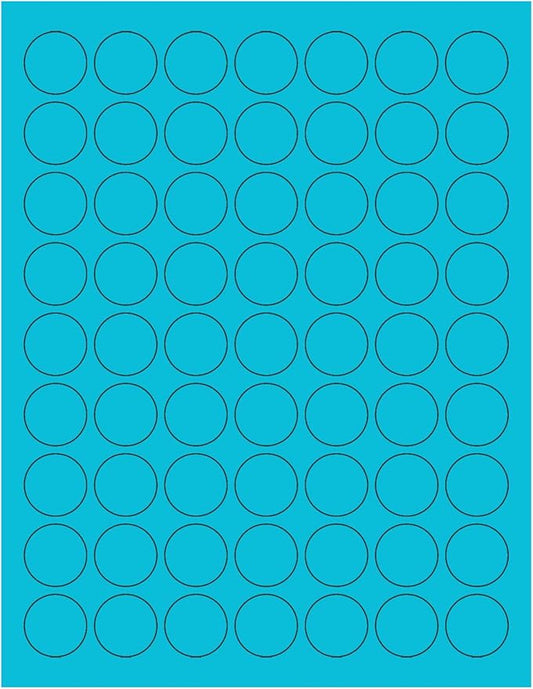 NextDayLabels - 8-1/2 x 11 Neon Color High Light Fluorescent Labels for Laser & Inkjet Printer (Blue Fluorescent, 1" Round - 63 per Page - 1575 Labels)