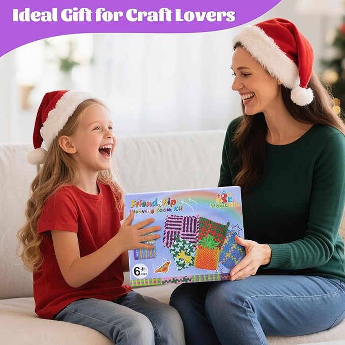 MagicKidz Weaving Loom Kit Toy - Birthday Gifts for Kids 6 7 8 9 10 11 12 Years Old - Arts and Crafts Kit for Girls Ages 6-8 10-12, DIY Potholder Knitting Kit with Loops