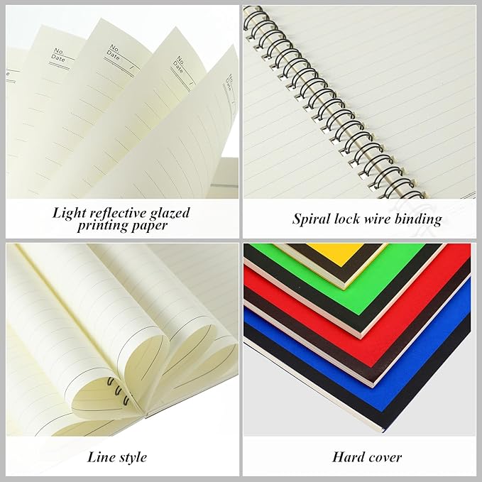 Leelosp 12 Pack Small Spiral Notebook A5 Lined College Ruled Spiral Journal Notebook 5.5 x 8.3 Inch Kraft Cover, 120 Pages for Work Students Office Business(Blue,Green,Yellow,Red)
