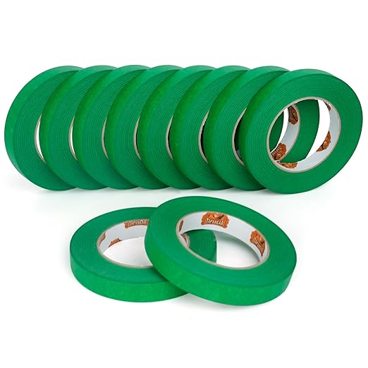 TAPEBEAR Green Painters Tape Multi-Surface Masking Tape 0.7 inch x 60 Yard, Indoor and Outdoor Painting Tape, Residue Free Easy Removal with Sharp Lines, Paint Tape for Walls, Auto, Home, 10Rolls