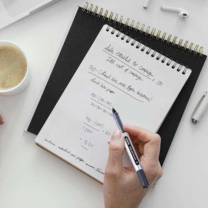 EYEYE Rollerball Pens 0.5mm Black 50 Pack, Extra Fine Point Quick Dry Liquid Ink Roller Ball Pens Fine Point Smooth Writing Pen for Journaling, Note Taking, Office, School Supplies