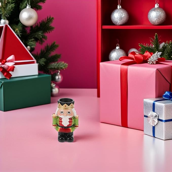 LOGOFUN Nutcracker Candle Holder Christmas Figurine Taper Candlestick Fireplace Xmas Holiday Decoration
