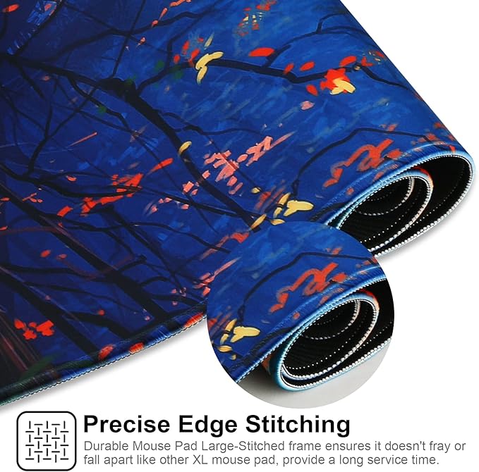 Large Gaming Mouse Pad with Stitched Edges,[27.5x11.8In] Extended Mouse Pad with Non-Slip Natural Rubber Base for Gamer/Desktop/Office/Home 70x30 Forest07