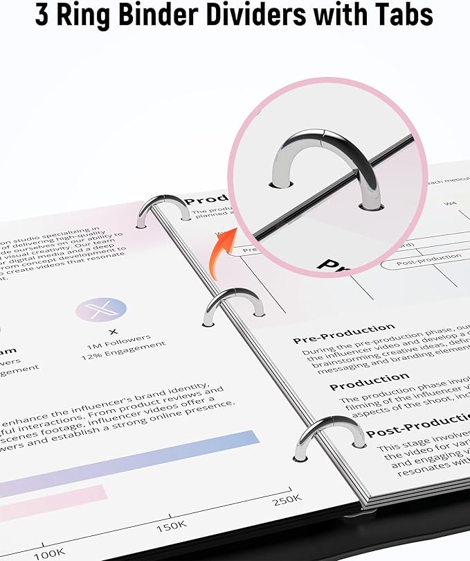 [32Pcs/4Set- 8 Tab] Binder Dividers with Tabs, Plastic Dividers for 3 Ring Binder, Letter Size Binder Tabs for Organizing School Office Home Files, Write&Erase Notebook/Page Dividers