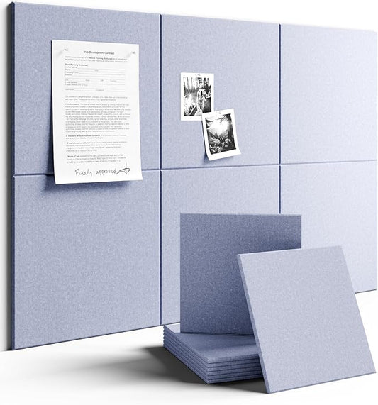 Large Felt Bulletin Board 36" x 24" Cork Board Alternative-6 Pack with 40 Safe Removable Adhesive Tabs, Cork Boards for Walls Cork Board for Home Office Classroom Pin Board - Soft Periwinkle