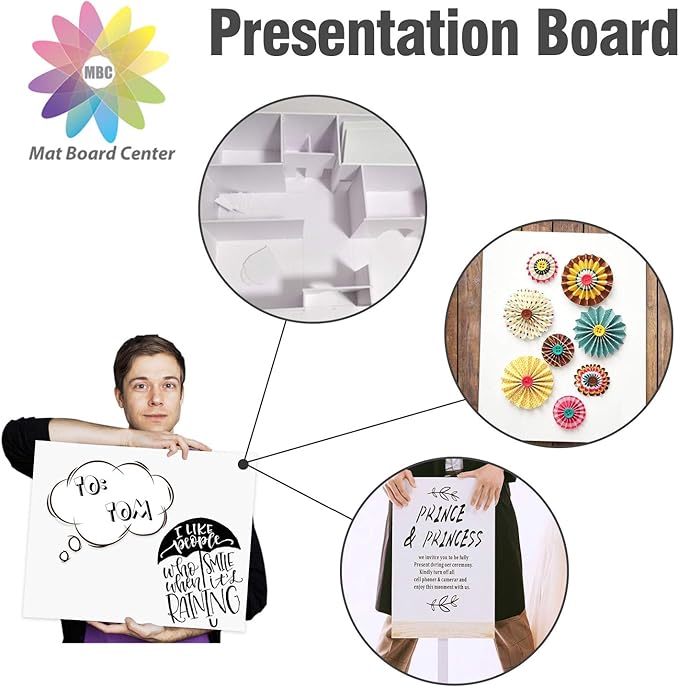 Mat Board Center, Pack of 10 Acid-Free Foam Boards, 12x16 inch White Foam Boards, 1/8" Thick