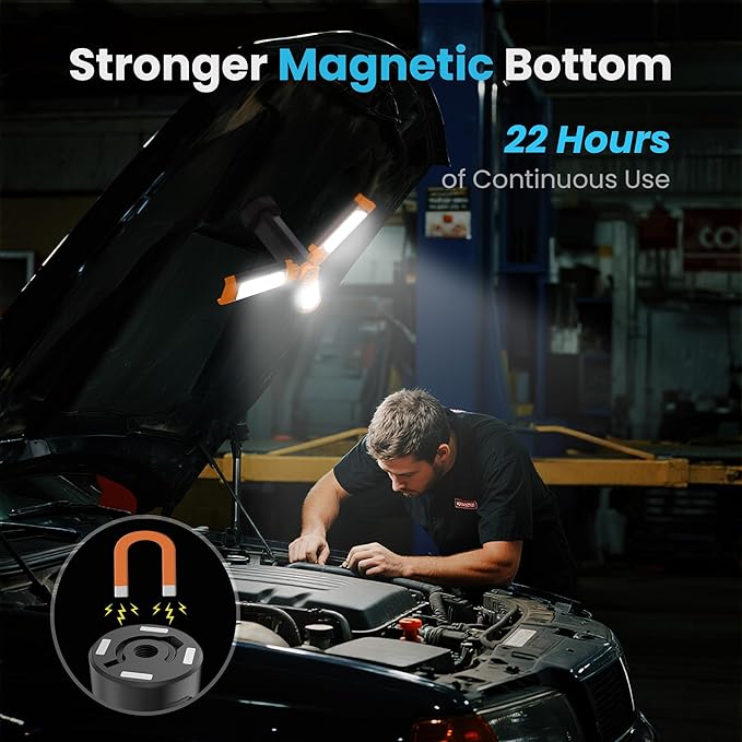 CAVN Rechargeable Camping Lights with Remote & Detachable Tripod Max Height 6.7 ft, Portable Work Light with 3 LED Lamp Heads, Camping Essentials Gear Emergency Flashlight with Hook, Orange