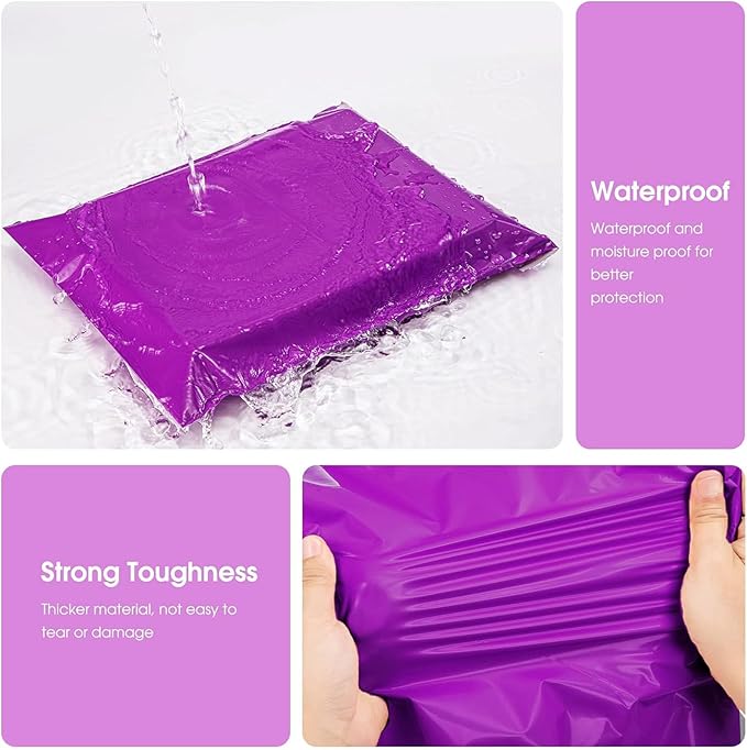 Metronic Poly Mailers 10x13 100 PC, Small Shipping Bags Mailing Envelopes Self Seal, Mailers Poly Bags for Shipping Waterproof and Tear-Proof, Mailing Bag Packaging Bags for Small Business, Purple