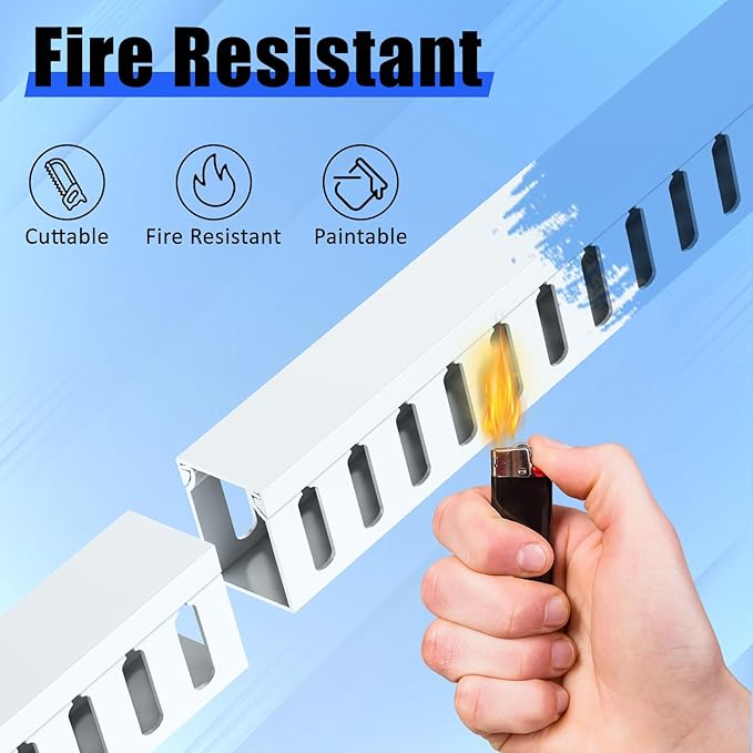 Open Slot Wiring Raceway Cable Duct, 123in Cable Management Channel Cord Track,Desk Wire Channel, Under Desk Cable Management to Hide Cables, Wires for Computers - 8x15.4in x1.18in x1.57in