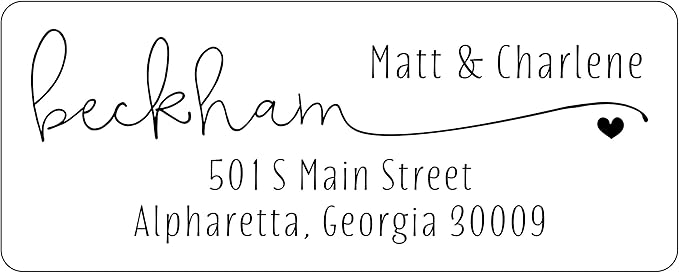 White Address Labels - Personalized Name Stickers, Custom Printed Return Mailing and Shipping Labels for Envelopes, Packages, Business, Home Use (Heart icon)