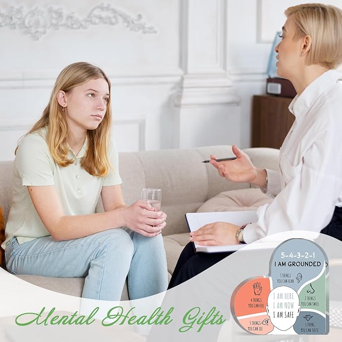 Mental Health Decor, Psychotherapy Affirmations Heart Acrylic Sign, Therapy & Counseling Office Decor, Therapy Anxiety, Mental Health Awareness Gifts for School Home Tabletop Therapy Office Decor