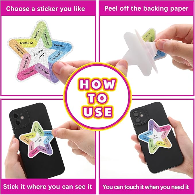 Libima 72 Pieces Anxiety Sensory Stickers Anxiety Textured Stickers Fidget Stickers Mindfulness Sticker School Counselor Supplies Adult Sensory Items Anxiety Relief, 9 Styles(Classic Color)