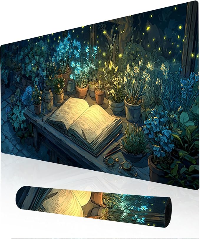 Nuxovilar Professional Large Mouse Pad & Computer Game Mouse Mat (35.4x15.7IN, Enchanted Forest Cabin Art) (90 * 40cm Enchanted Forest Cabin)