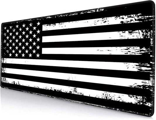 Large Mouse Pad, Gaming Mousepad with Stitched Edges, Non-Slip Rubber Base Keyboard Mouse Mat Desk Pad for Work, Game, Office, Home, 31.5 x 11.8 in, American Flag