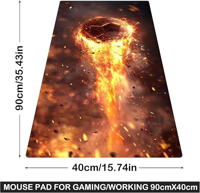 Nuxovilar Professional Large Mouse Pad & Computer Game Mouse Mat (35.4x15.7IN, Fiery Orb Art) (90 * 40cm Fiery Orb)