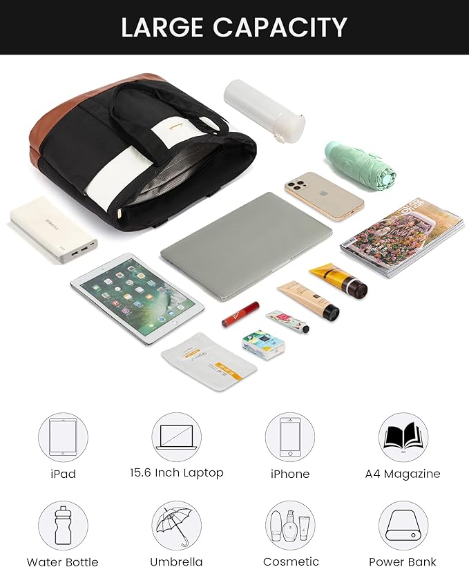 LOVEVOOK Tote Bag for Women，Lightweight Work Bag for Teacher, 15.6 Inch Laptop Bag，Large Shoulder Bag