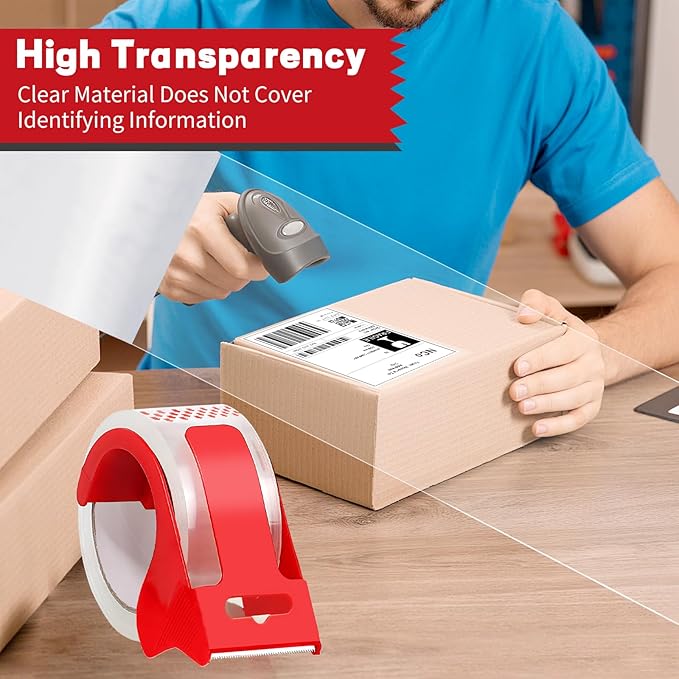 CenYouful Clear Heavy Duty Packing Tape with Dispenser, 2 Rolls Strong & Durable Shipping Tape, 1.88 Inches x 55 Yards Packaging Tape, for Packing Boxes, Moving Supplies, Shipping and Mailing