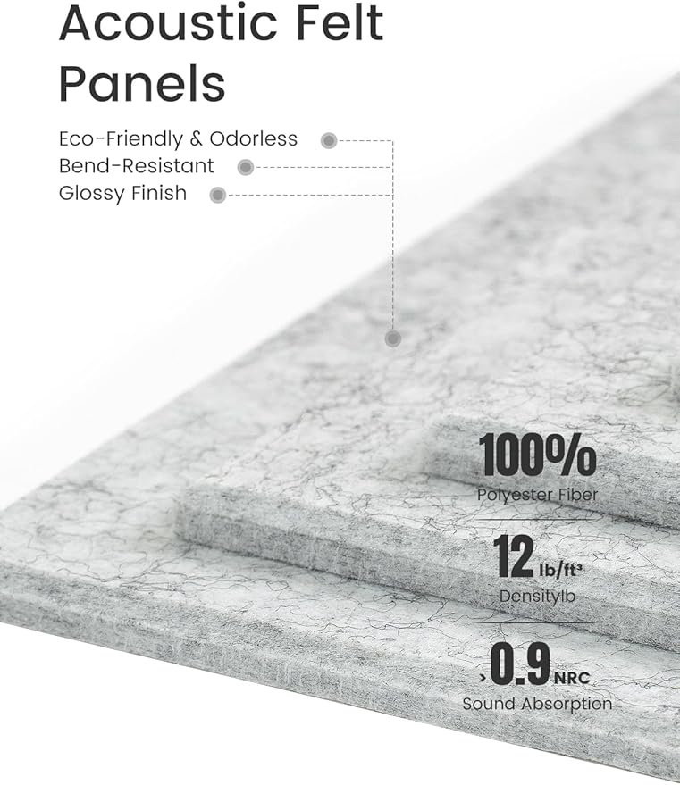 Large Felt Bulletin Board 48" x 36" Cork Board Alternative-12 Pack with 70 Safe Removable Adhesive Tabs, Cork Boards for Walls Cork Board for Home Office Classroom Pin Board-Marble Gray