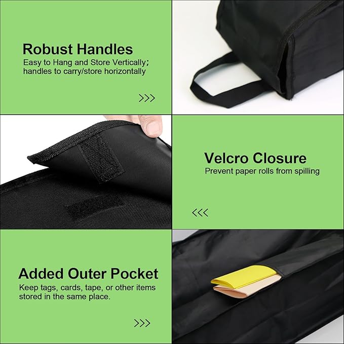 Newbob Wrapping Paper Organizer Storage, 31" Christmas Wrapping Paper Holder for 9 Standard Rolls, Waterproof Gift Wrap Storage Bag with Side Pocket & Handles