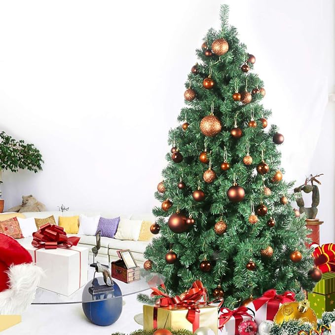 Orange Bronze 2.5" Christmas Balls Christmas Tree Decoration Ornaments Shatterproof Hanging Balls for Birthday Halloween Holiday Wedding Decorations Set of 18pcs