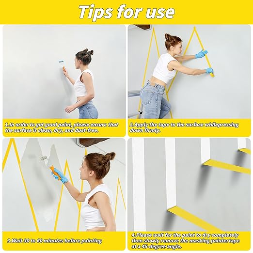 42 Rolls Yellow Painters Tape Bulk 1 inch x 55 Yards, Total 2310yd, Painters Masking Tape No Residue Wall Painting Tape Artist Tape Trim Edge Finishing Tape for Wall Painting Decoration DIY Supplies