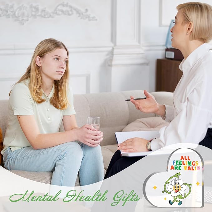 Mental Health Decor, Psychotherapy Office Heart Acrylic Decor, Psychotherapy Affirmations Therapist Office Heart Acrylic Decor, Mental Health Gifts for School Home Tabletop Therapy Office Decor