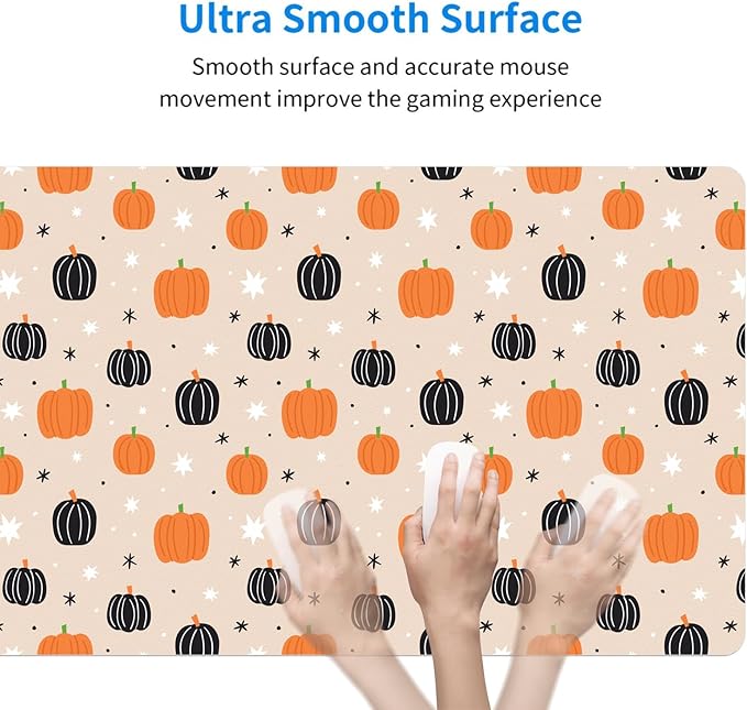 MAYCARI Halloween Cute Pumpkin Pad Kawaii Cartoon Funny Spirit Extended Desk Mat Non-Slip Rubber Baseb Large Mousepad for Desk Gaming Laptop Desktop 31.5"X15.7"