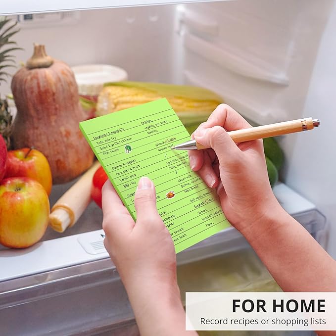 Lined Sticky Notes, 8 Pads, 4x6 inches Bright Sticky Note Pads with Lines, Colorful Self-Stick Note Pads, Perfect for Office Home School Desk Accessories, 35 Sheets/pad - Vibrant Colors