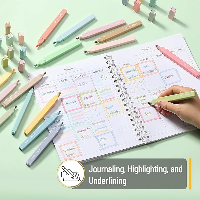 Aesthetic Highlighters, 20 pcs, Chisel Tip, Pastel Colors, No Bleed Bible Highlighter Pastel,Assorted Colors, Christmas Gifts