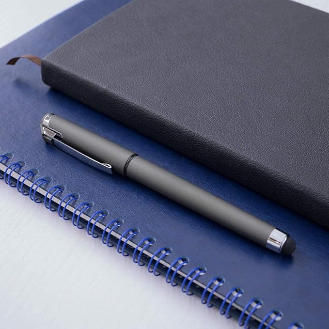 MiSiBao 0.5mm Black Ink Gel Ink Rollerball Pens 2 in 1 Medium Point Pens with Stylus Work Pen Smooth Writing for Office (Black Ink 18-pack 0.5mm Grey)