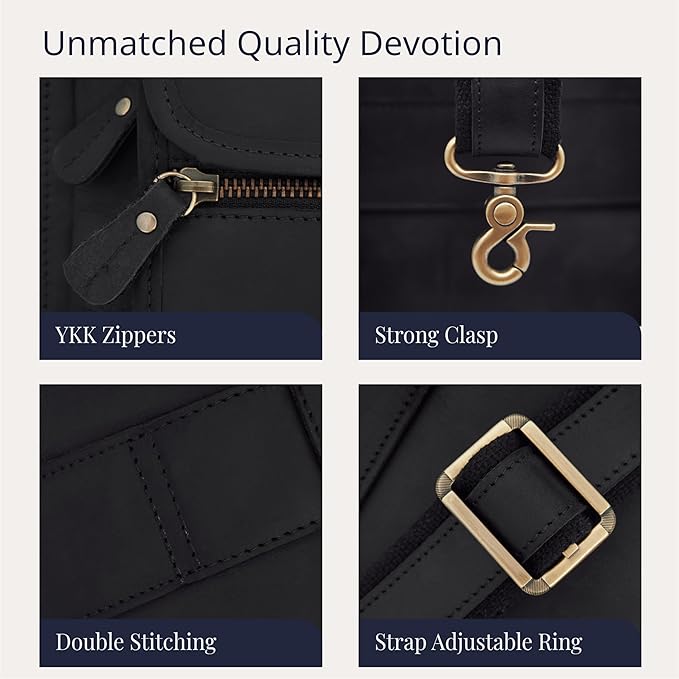 Luxorro Full Grain Leather Briefcase for Men, Top Choice Gifts for Men, Handcrafted Leather Laptop Bag with Multiple Compartments and Brass Hardware, Fits 15.6 Inch Laptop