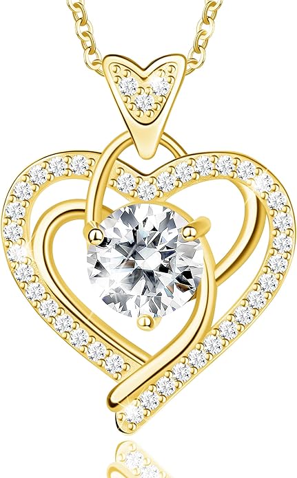 Moissanite Pendant Necklace for Women – 925 Sterling Silver Necklace for Women Heart Pendant, Dainty Silver Jewelry Gift Box for Mom Wife Girlfriend – Birthday Anniversary (1-3 CT)