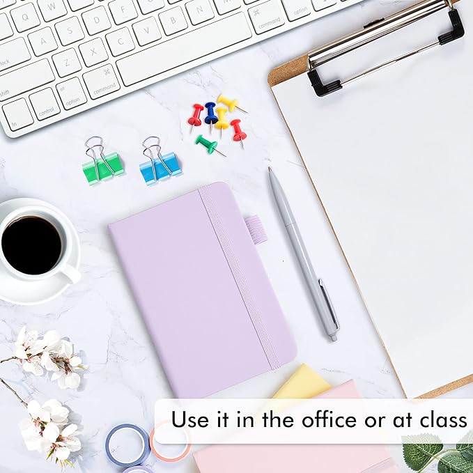 feela 6 Pack Pocket Small Notebooks Bulk, Mini Cute Memo Notepads Hardcover College Ruled Lined Journals with Pen Holder for Women Girls Office School, with 6 Black Pens, 3.5”x 5.5”, A6, Pastel Colors