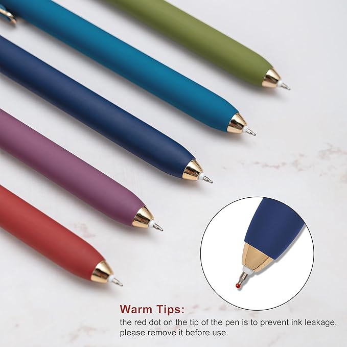 Linbsunne Gel Pens Black Ink Pens for Office 0.5mm Fine Point Pen Smooth Writing Retractable (Vintage-10 pcs)