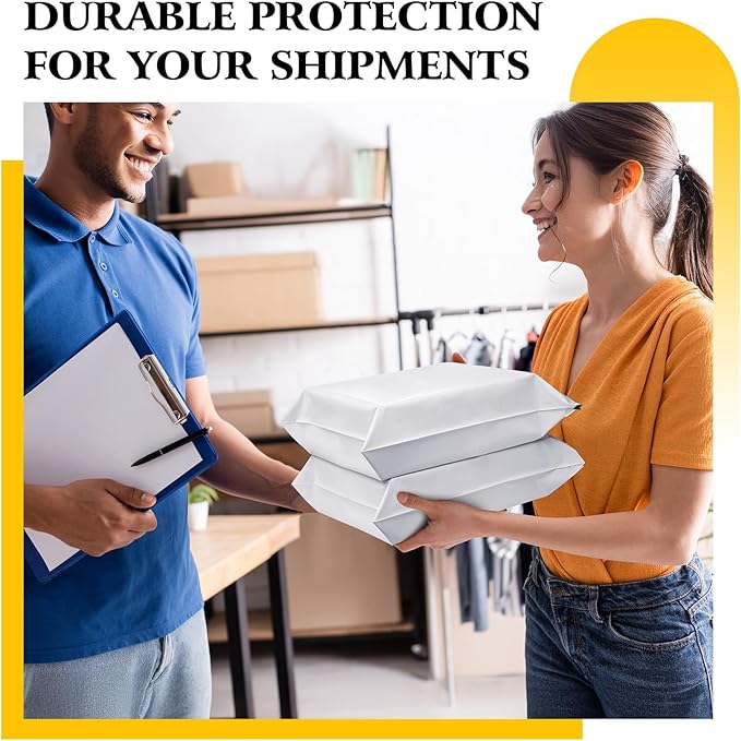 Metronic 25Pcs Poly Mailers 17.7x22 Inch,Large Shipping Bags for Clothes Bulk,Strong Self Adhesive Shipping Envelopes for Small Business,Waterproof Mailing Envelopes for Packaging White