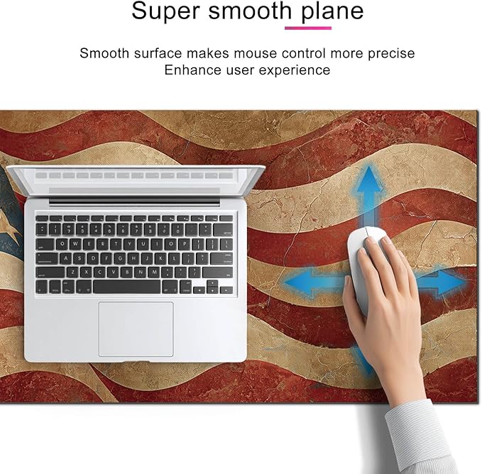 Mouse Pad XL Large Desk Mat 31.5 x 11.8 Inch American Flag Extended Keyboard Pad Non Slip Computer Mat Waterproof Gaming Mouse Pad Vintage Patriotic Mousepad for Office Home