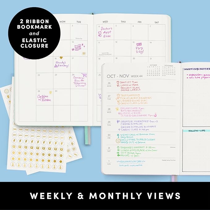 PAPERAGE 2026 Weekly & Monthly Planner, 12 Months (January 2026 - December 2026), 5.6 in x 8 in, Hardcover 2026 Planner with Weekly & Monthly Spreads, Note Pages, Stickers & Back Pocket – Slate