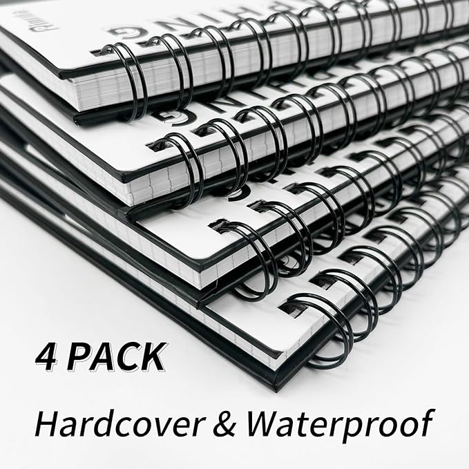 Large Lined Notebook Spiral Notebook 8.5" x 11"-4 Pack LINED Notebook 7mm Ruled Hardcover Notebook 120 Pages 100 GSM Thick Paper Notebook Hardcover Journal for School, Office,Study and Notes