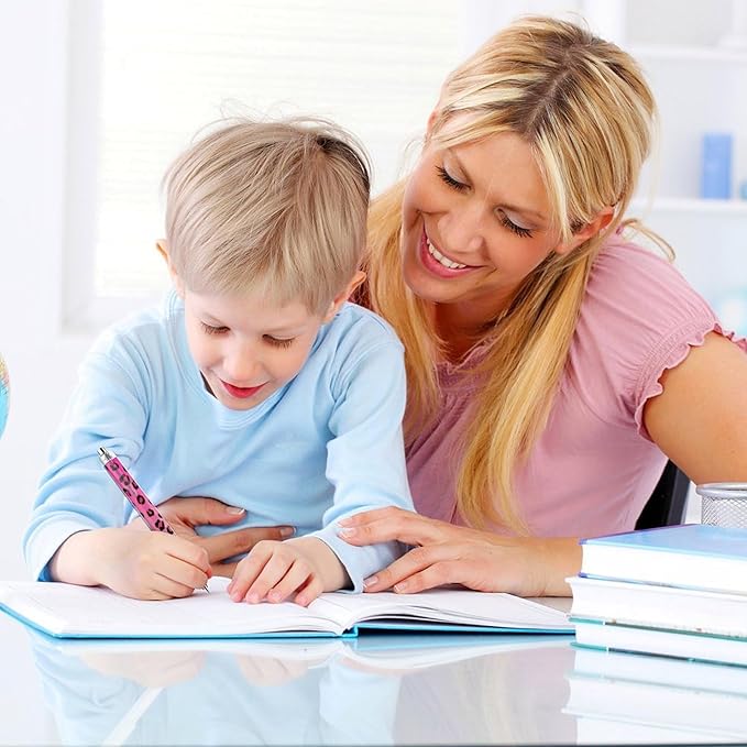 Fashion Smooth Writing Pens with Refillable Black Ink, Retractable Ball Point Pen Cheetah Leopard Blush Pink Ballpoint Pens for Writing Drawing, 2 Pcs